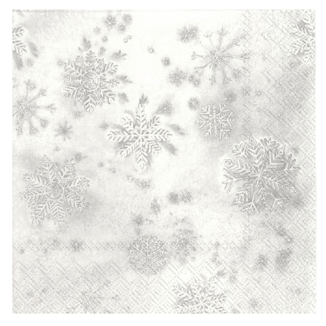 IHR Crystals Gray Snowflakes Lunch Napkins